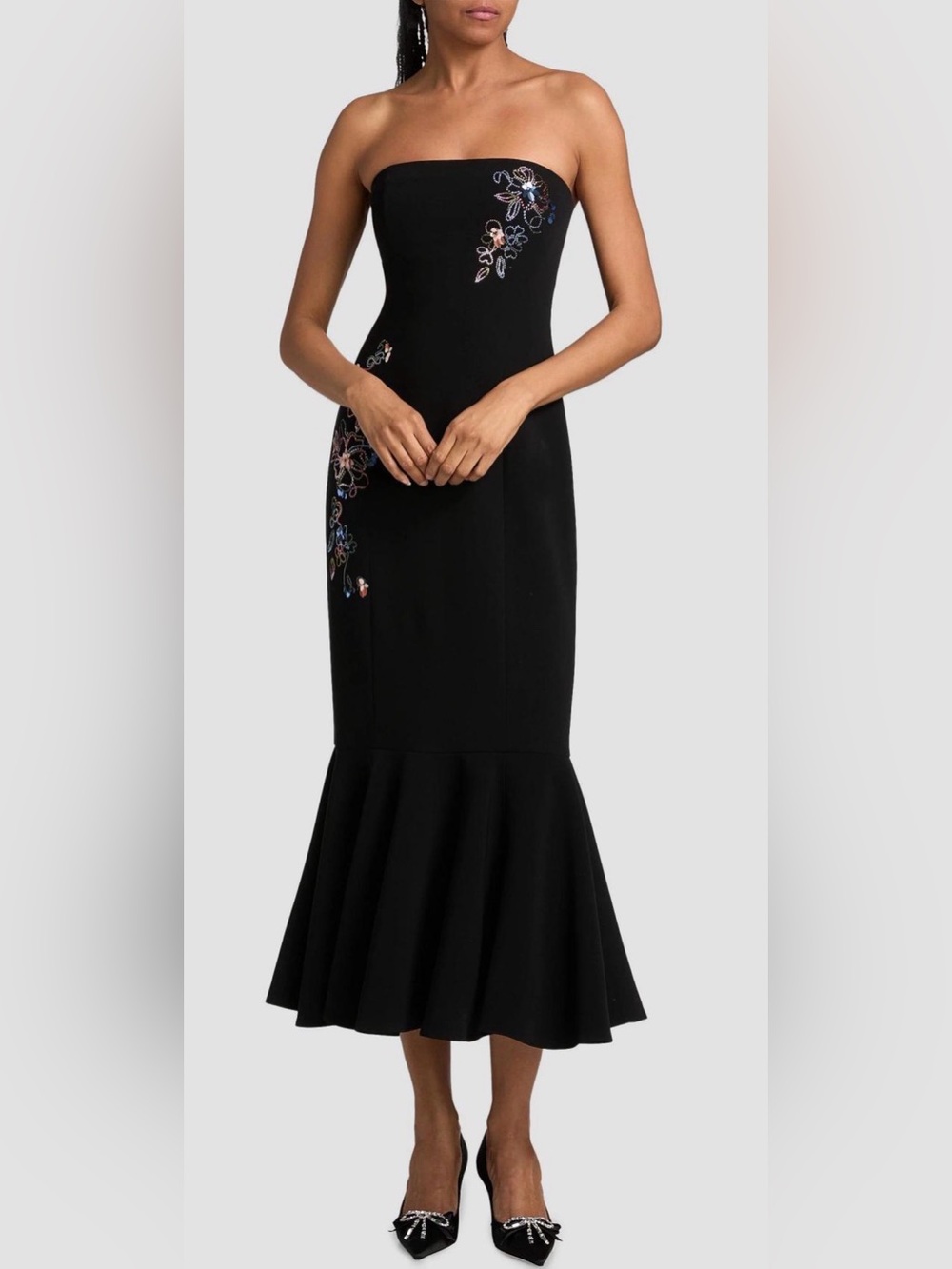 Cinq à Sept Juniper Blooming Linework Strapless Dress